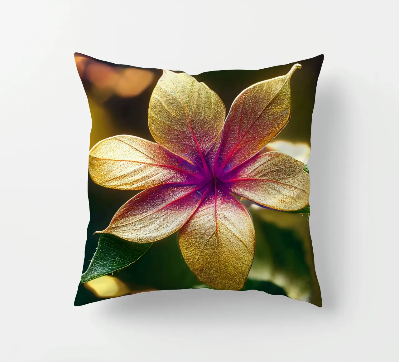 Macro Common Lantana Flower decorative cushion by Bold Blooms