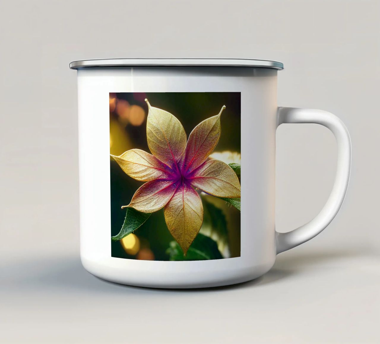 Macro Fiore di lantana comune tazza in smalto da Bold Blooms