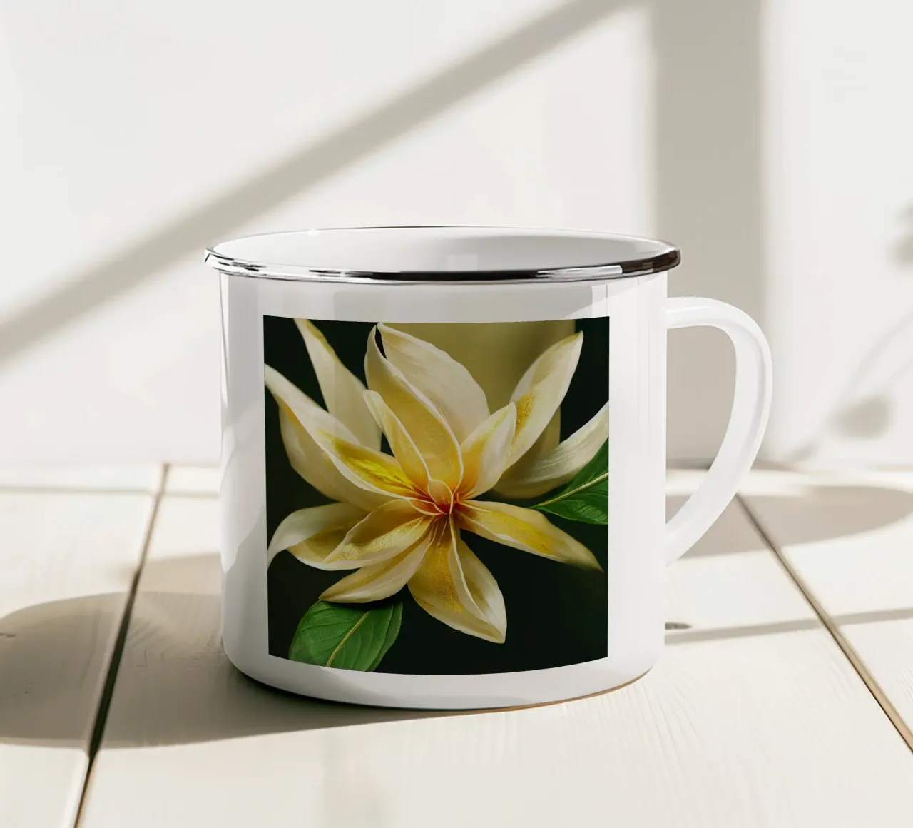 Macro fiore di gelsomino crapa tazza in smalto da Bold Blooms
