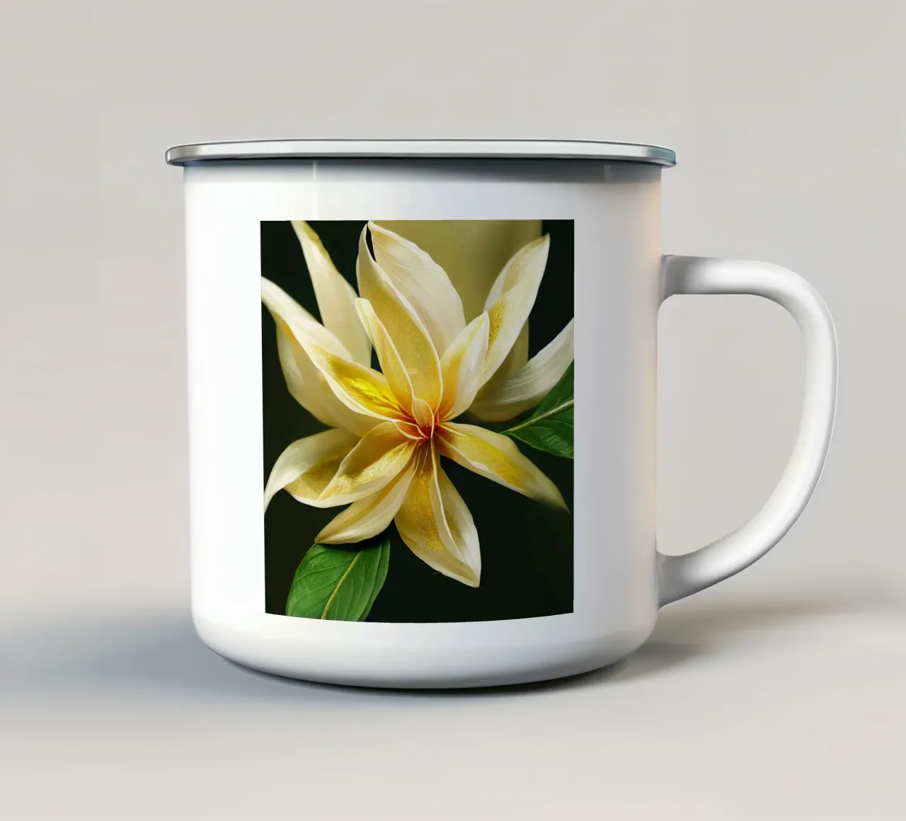 Macro Flor de jazmín de Crape taza de esmalte de Bold Blooms