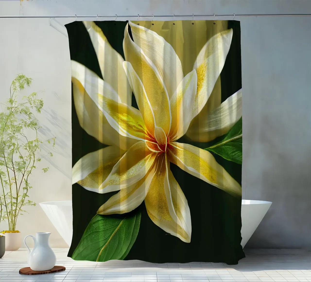 Macro fiore di gelsomino crapa tenda da doccia da Bold Blooms
