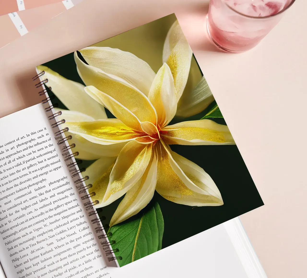 Macro Crape Jasmine Flower spiral notebook by Bold Blooms