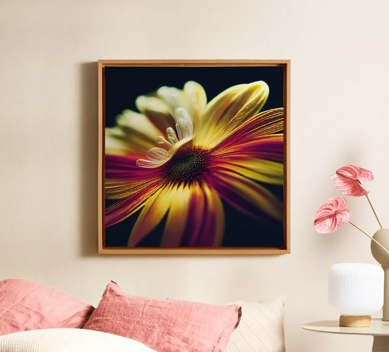 Macro margherita tela con Cornice a cassetta da Bold Blooms