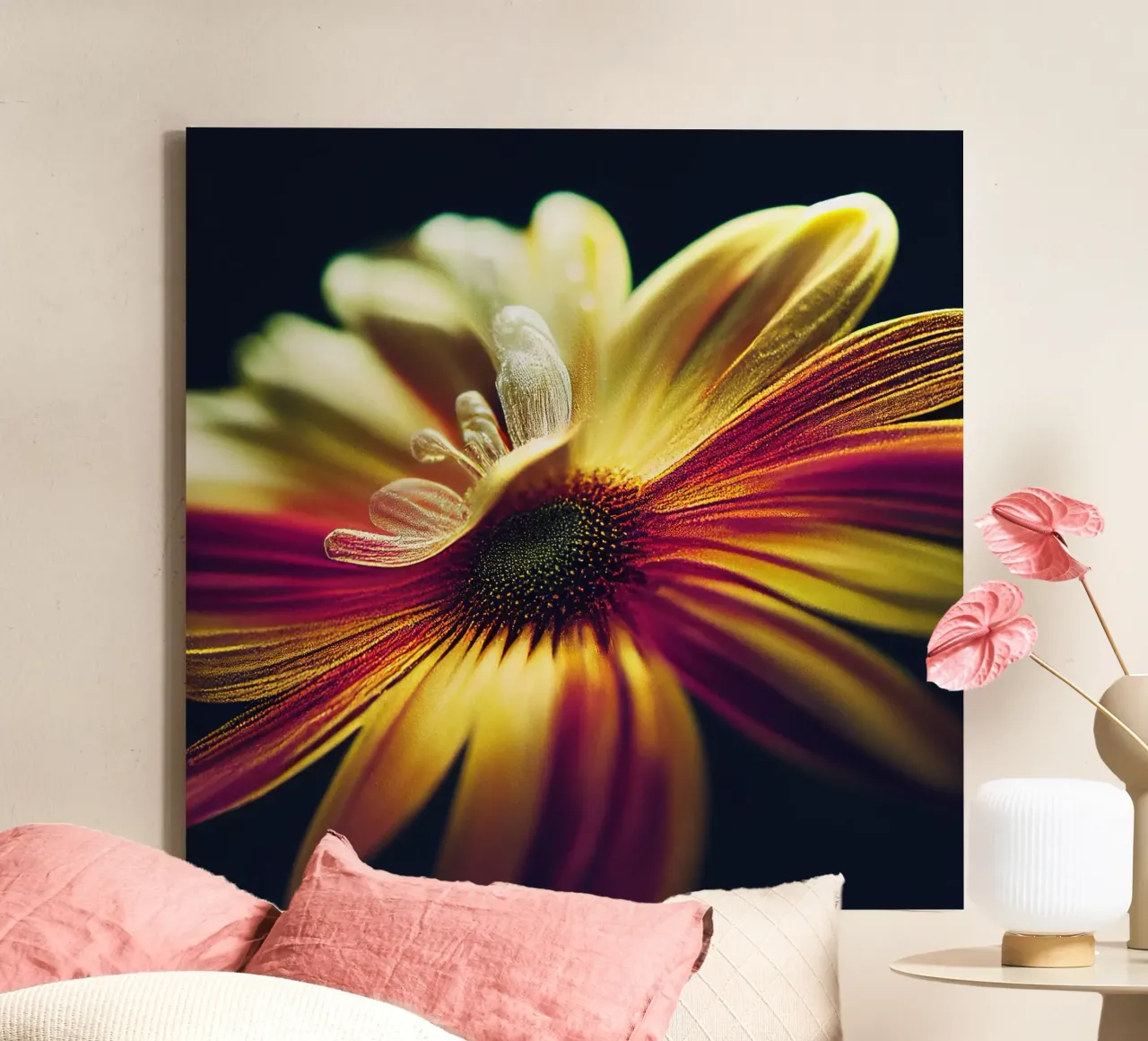 Macro margherita tela con Cornice a cassetta da Bold Blooms