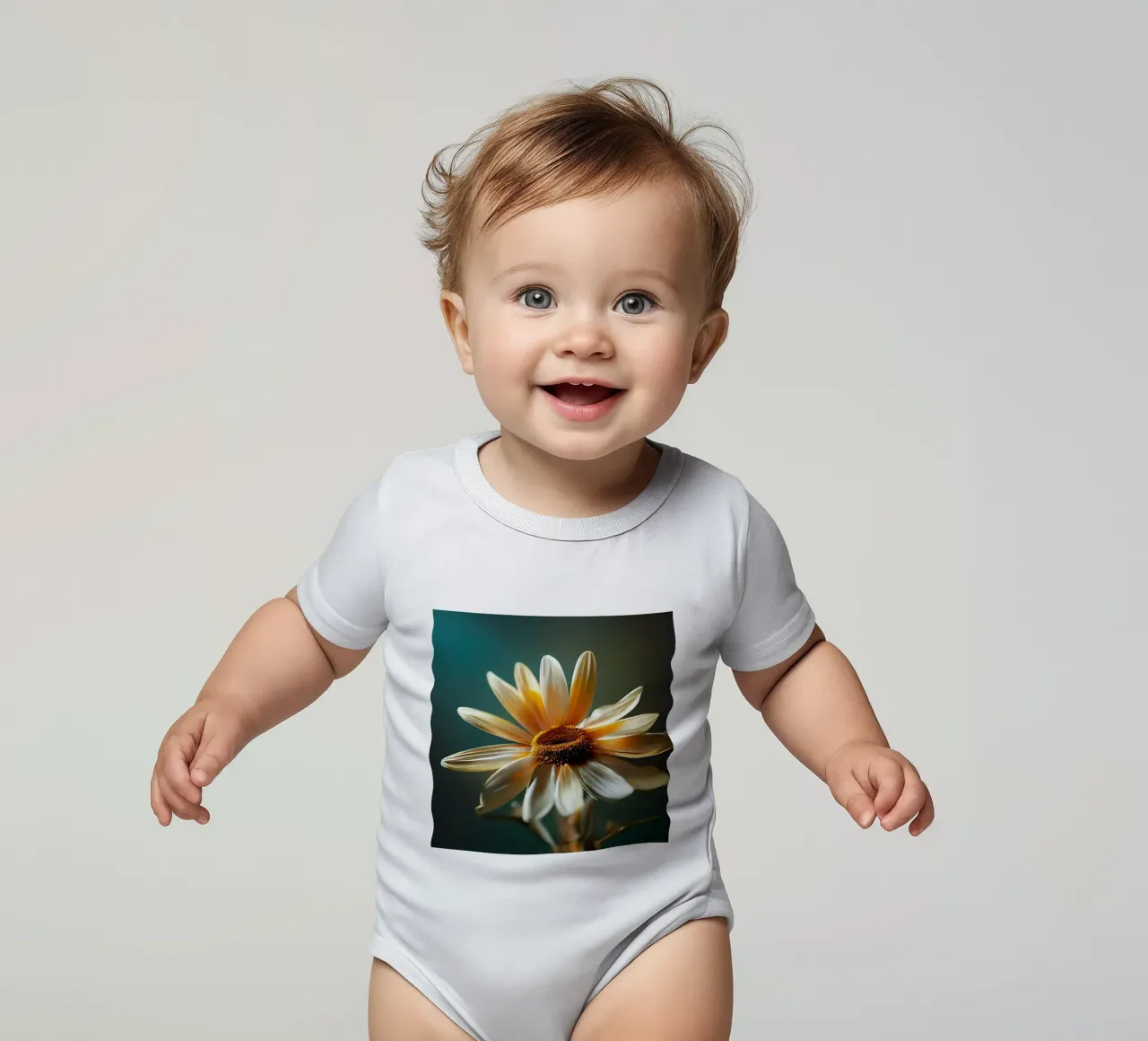 Macro margherita body neonato maniche corte da Bold Blooms