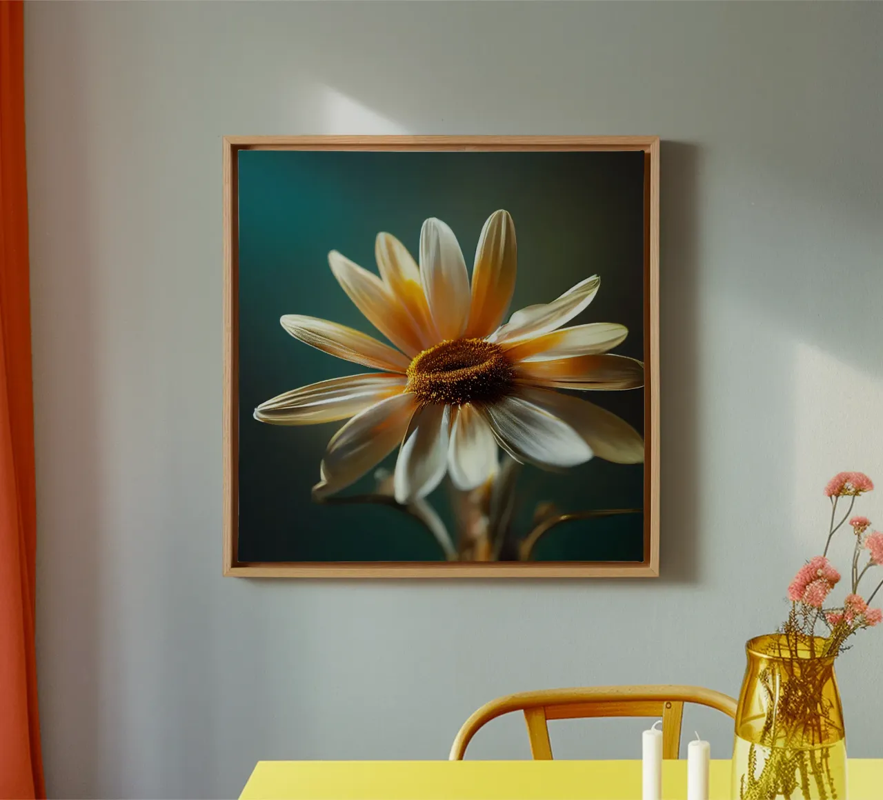 Macro margherita tela con Cornice a cassetta da Bold Blooms