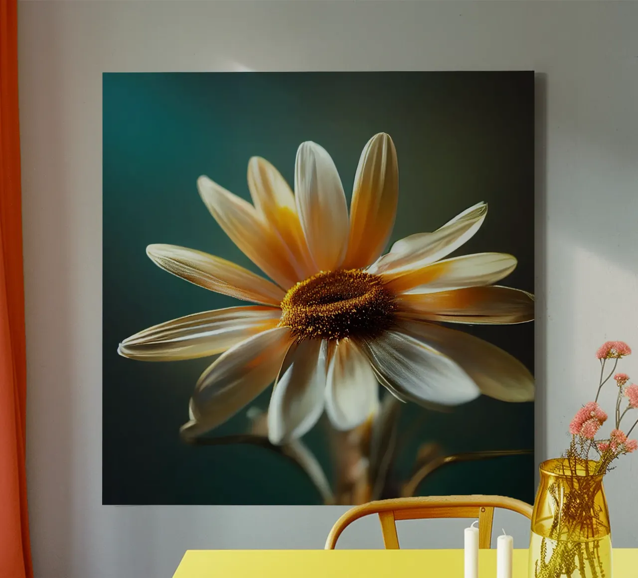 Macro margherita tela con Cornice a cassetta da Bold Blooms