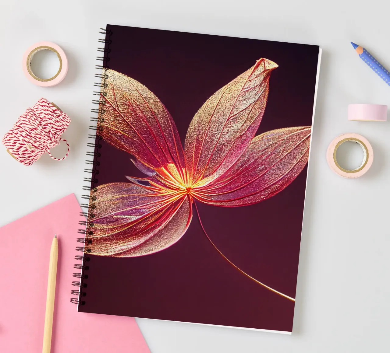 Macro Delonix Regia Flower spiral notebook by Bold Blooms