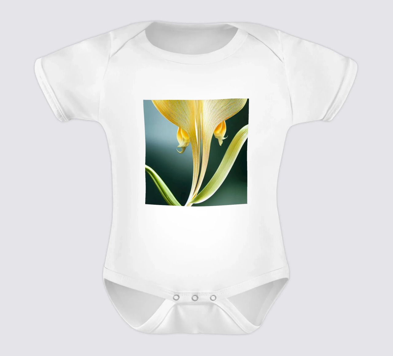 Macro fiore di orchidea coda di volpe body neonato maniche corte da Bold Blooms
