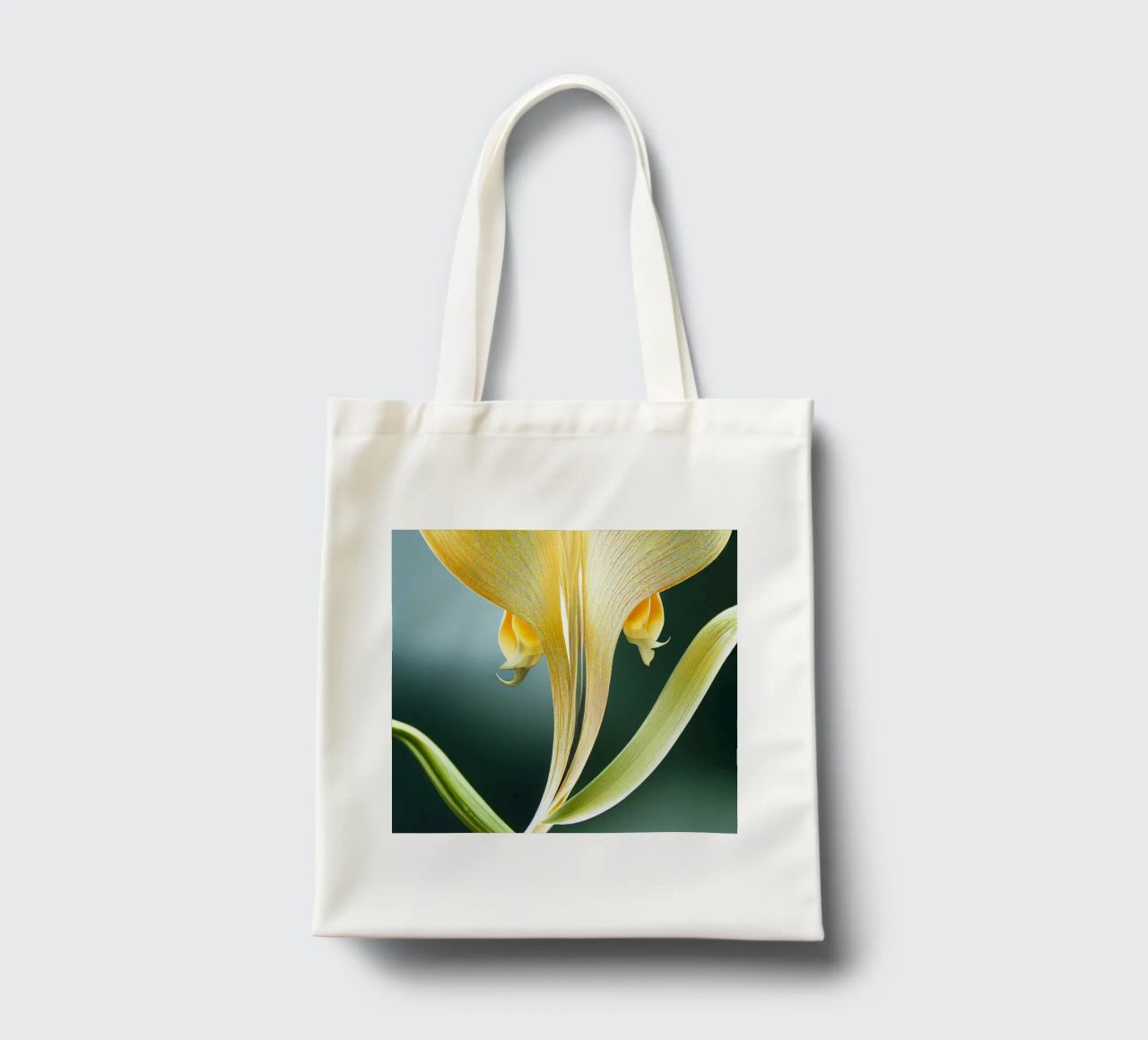 Macro fiore di orchidea coda di volpe borsa in juta da Bold Blooms