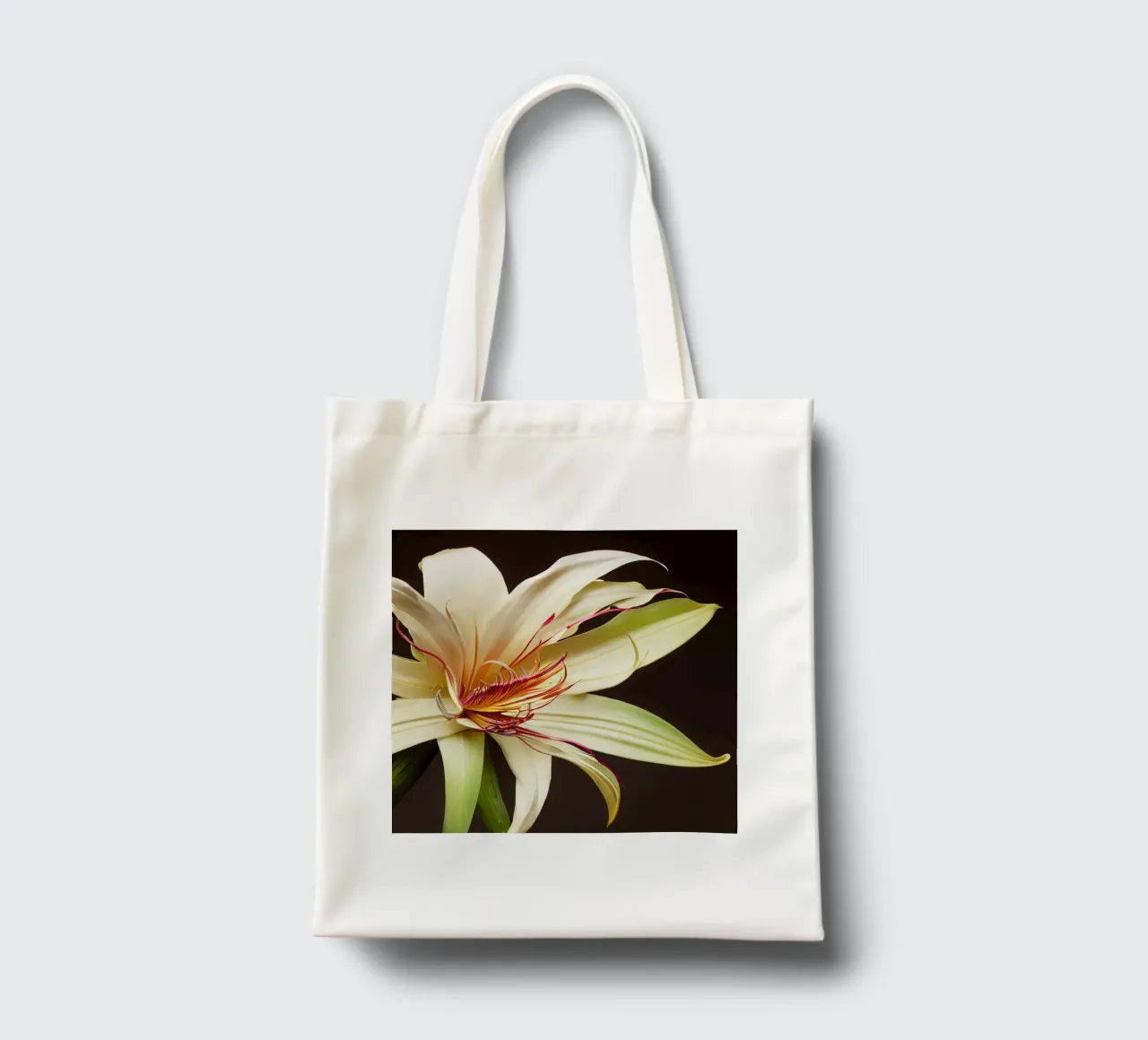 Macro Grande fiore di giglio crinum borsa in juta da Bold Blooms
