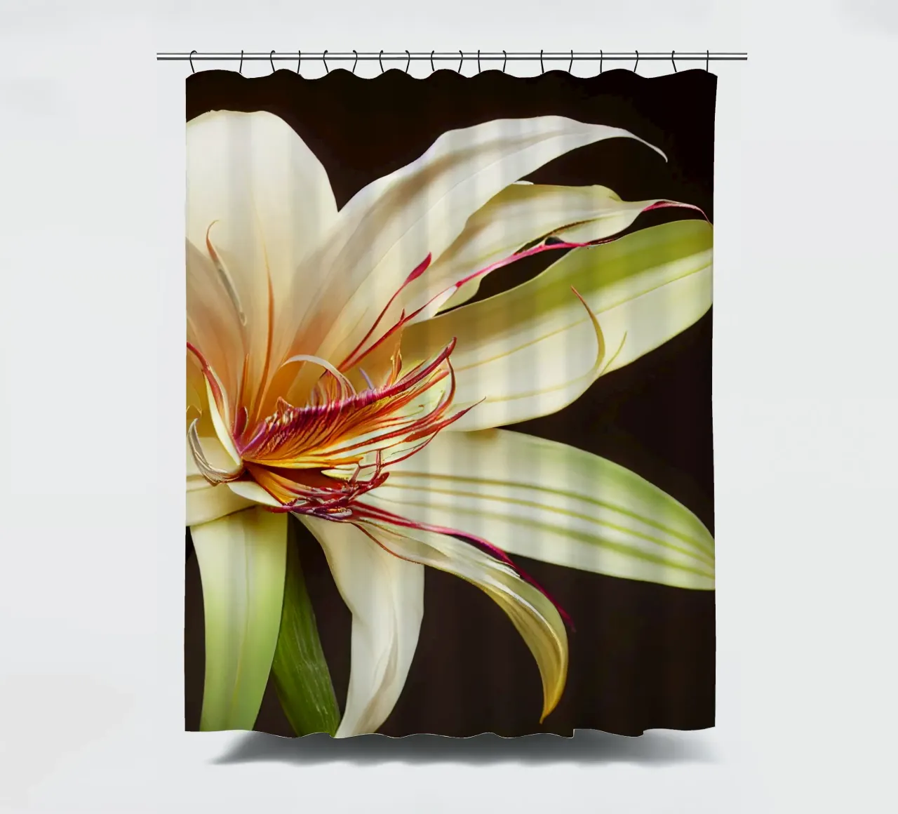 Macro Grande fiore di giglio crinum tenda da doccia da Bold Blooms