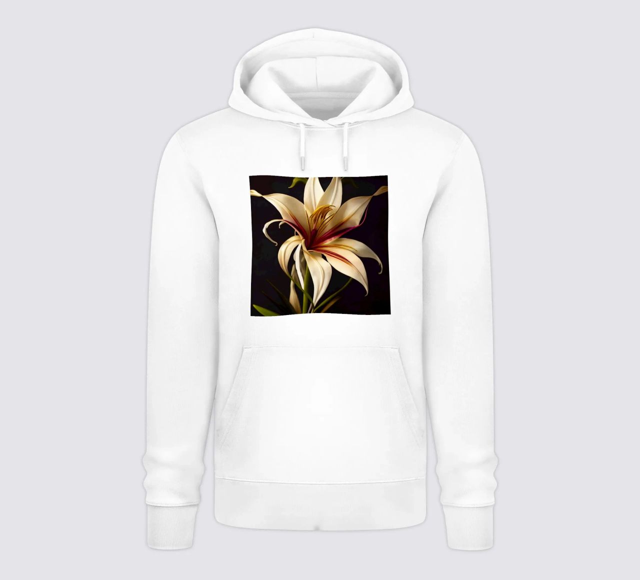 Macro Grande fiore di giglio crinum felpa con cappuccio da Bold Blooms