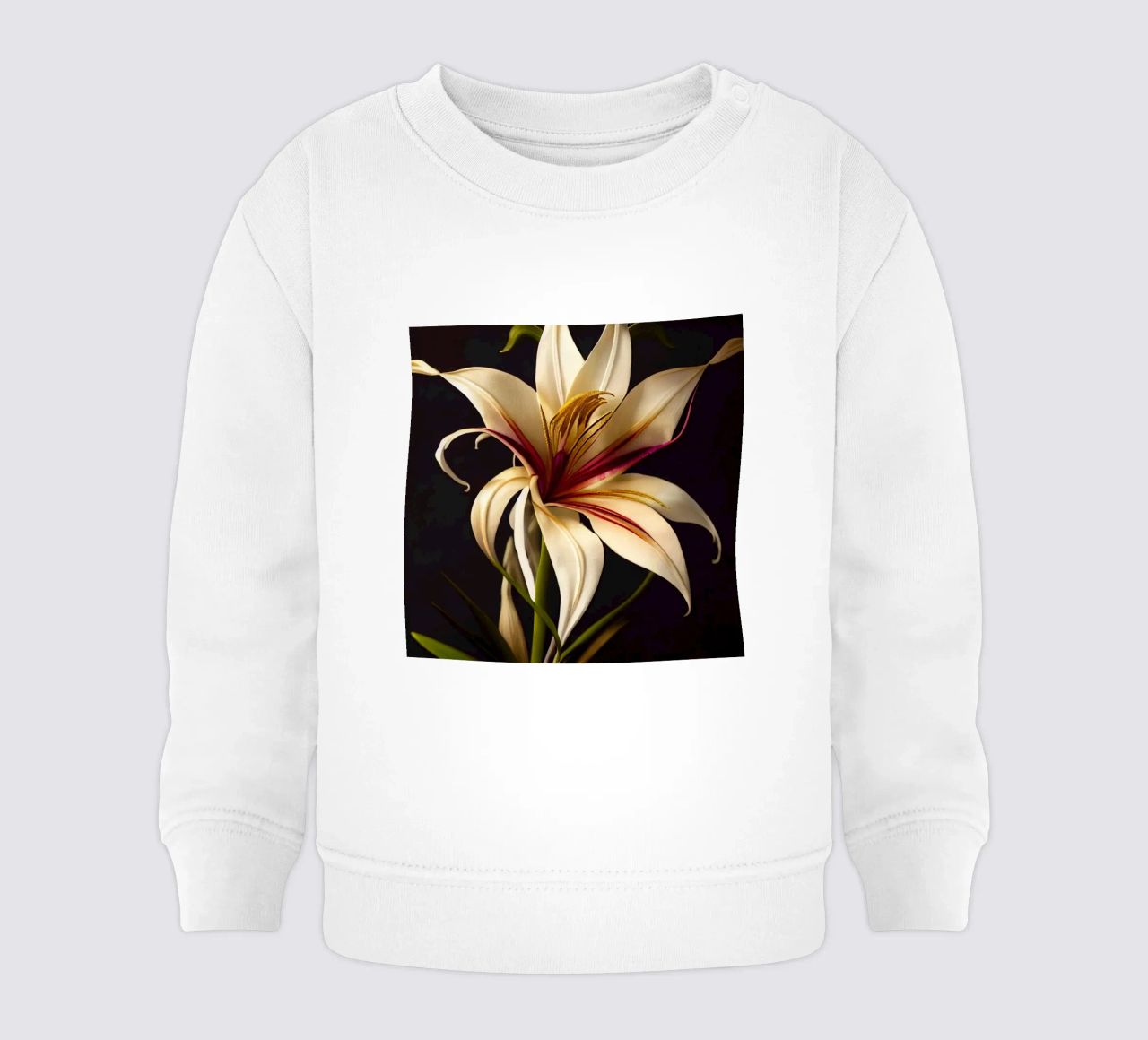 Macro Grande fiore di giglio crinum felpa neonato da Bold Blooms
