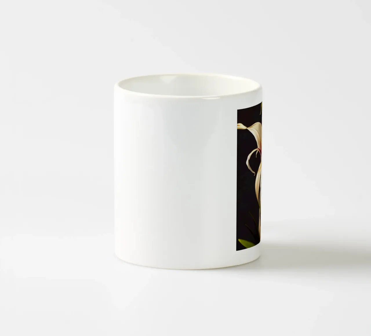 Macro Grand Crinum Lily Flower ceramic mug by Bold Blooms