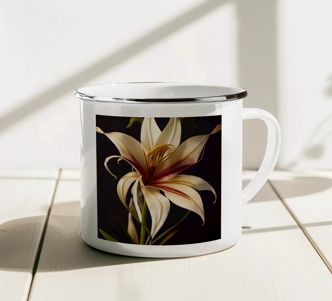 Macro Grote leliebloem emaille mok van Bold Blooms