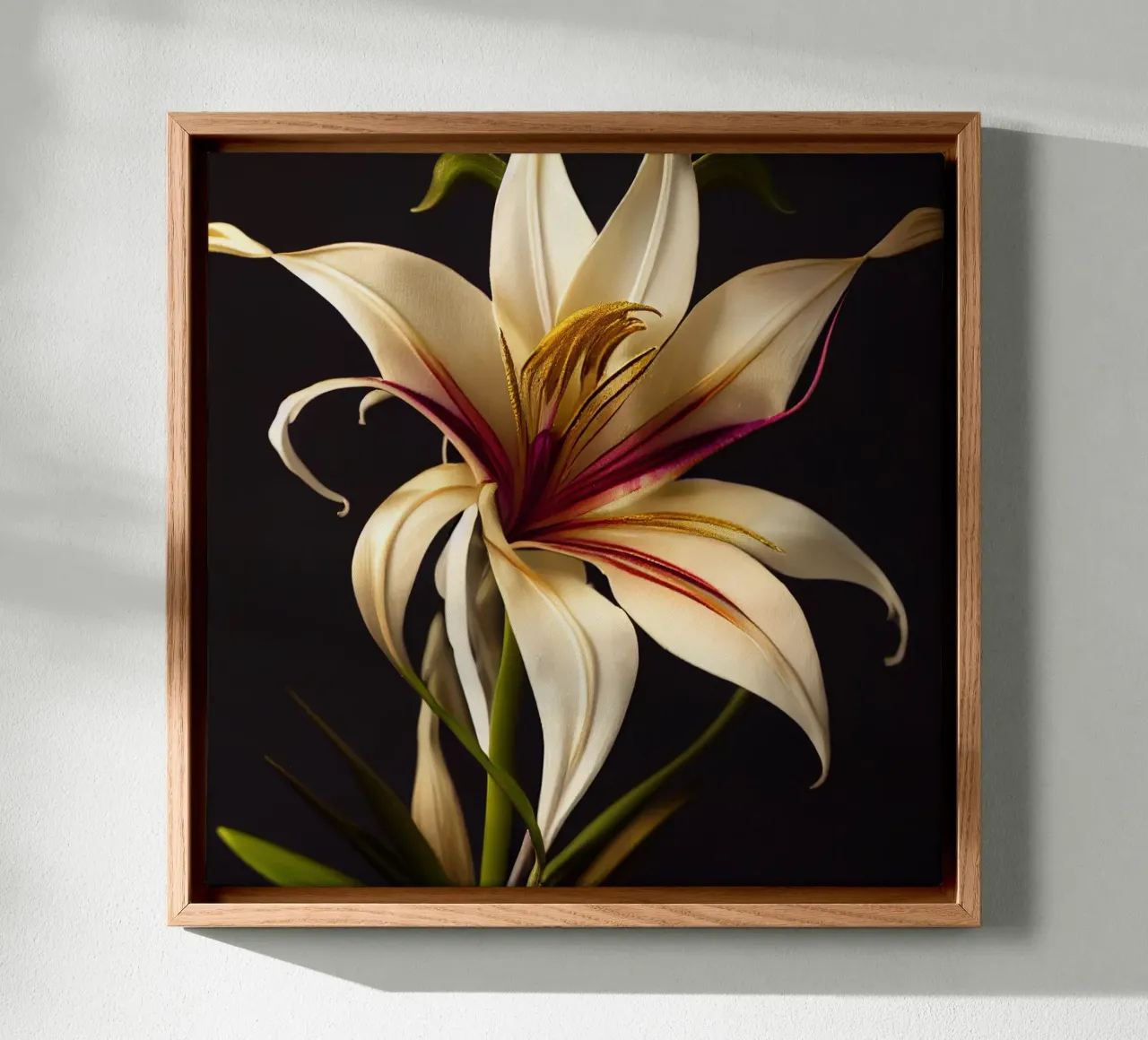 Macro Grande fiore di giglio crinum tela con Cornice a cassetta da Bold Blooms