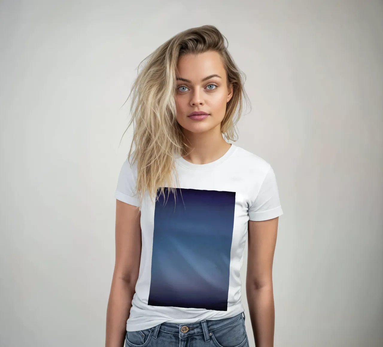 Blue women's fitted t-shirt by Chris Abatzis