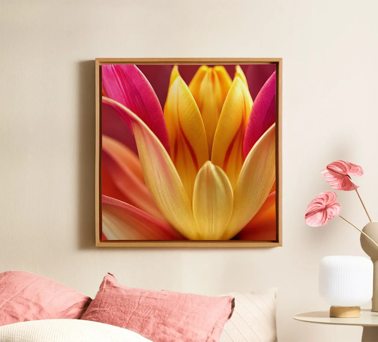Macro fiore di tulipano indiano tela con Cornice a cassetta da Bold Blooms