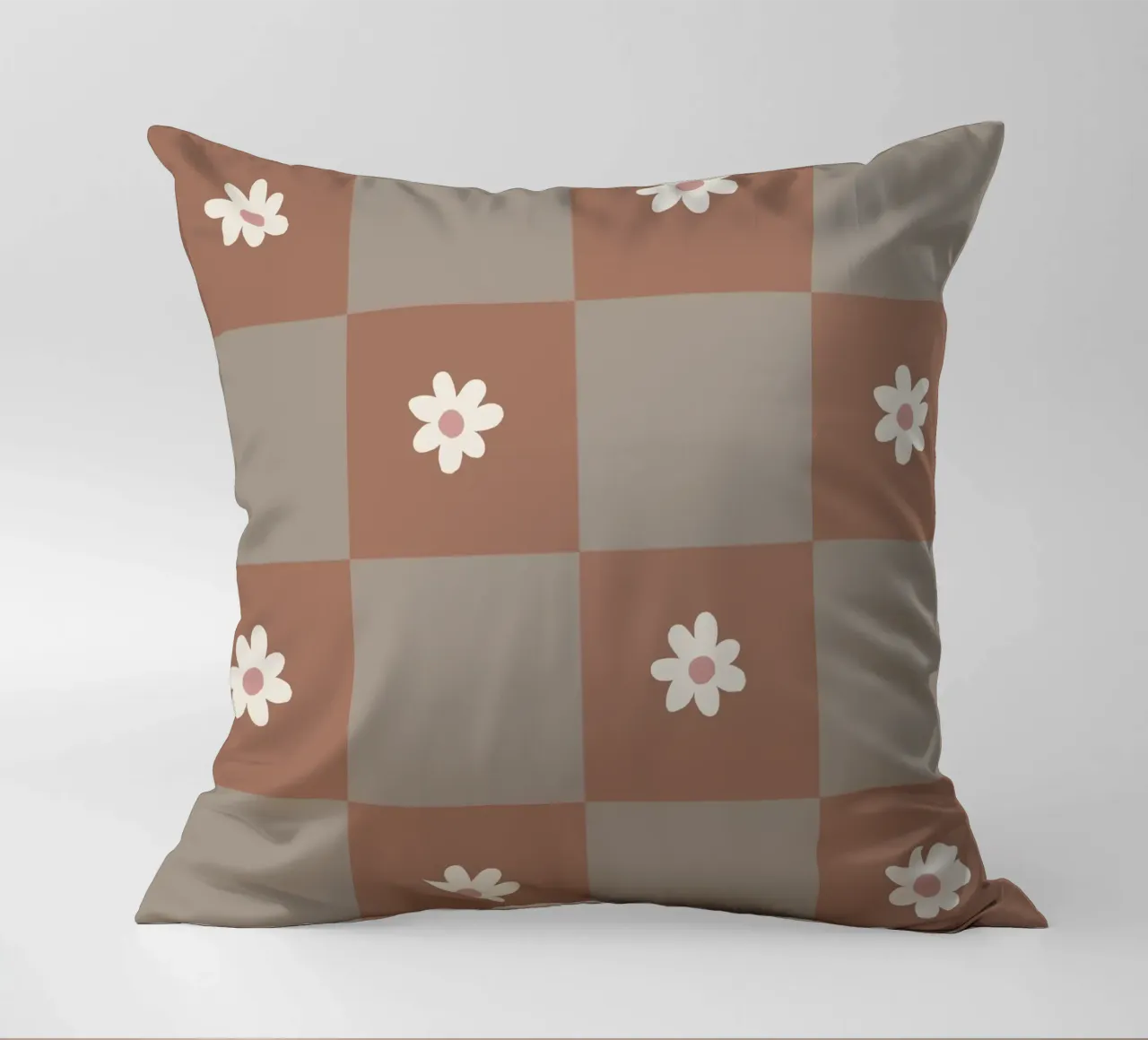 Daisy grid - mocha mousse decorative cushion by Wackapacka