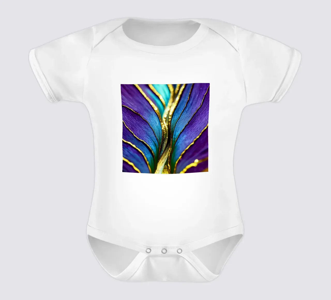 Macro Fiore indaco body neonato maniche corte da Bold Blooms
