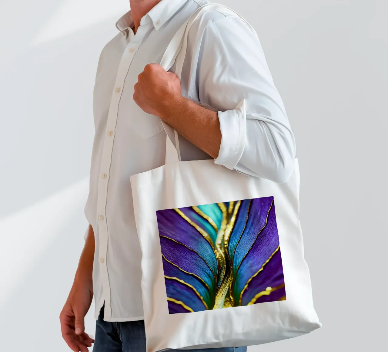 Macro Fiore indaco borsa in juta da Bold Blooms