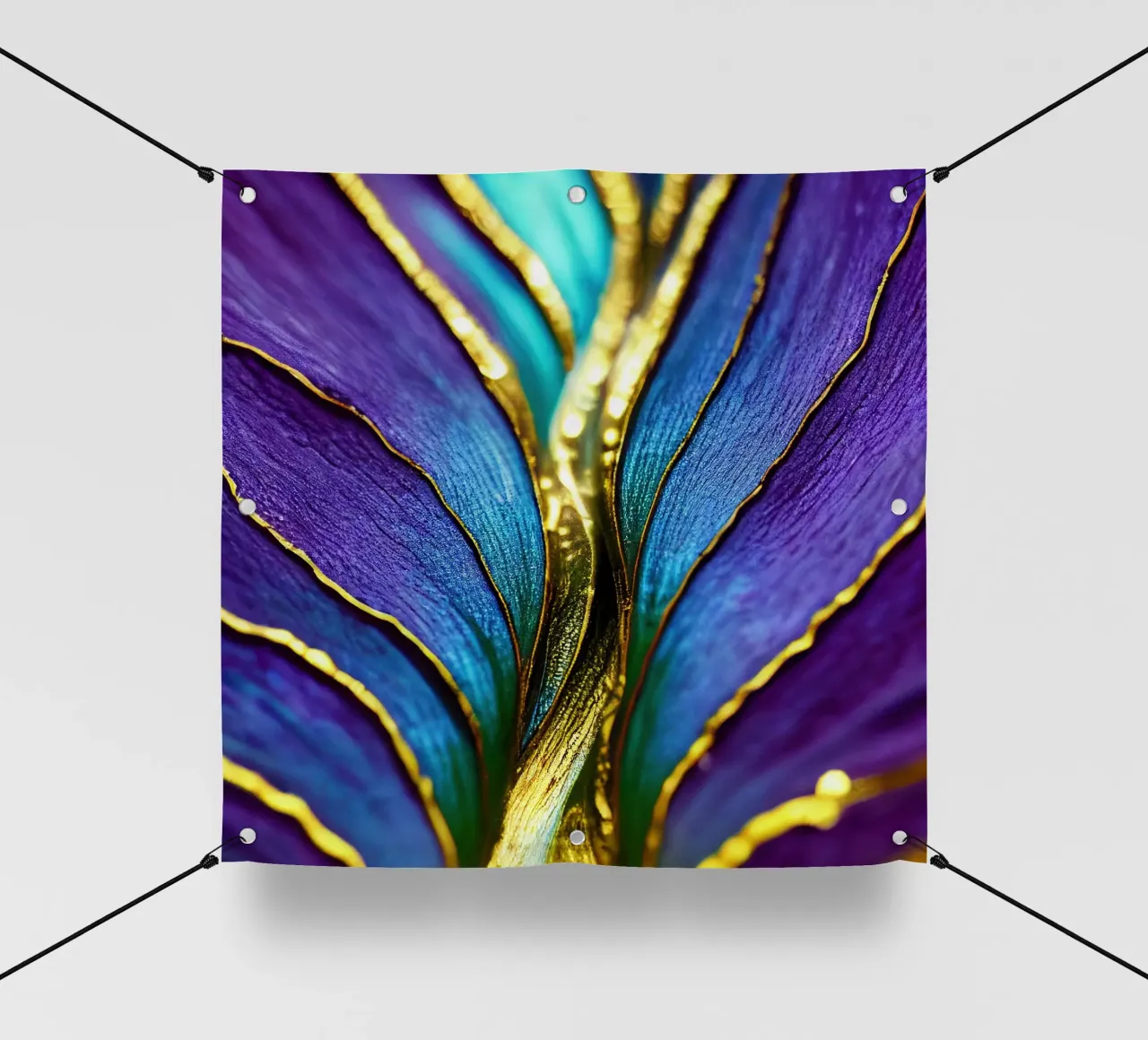 Macro Fiore indaco telo in pvc da Bold Blooms