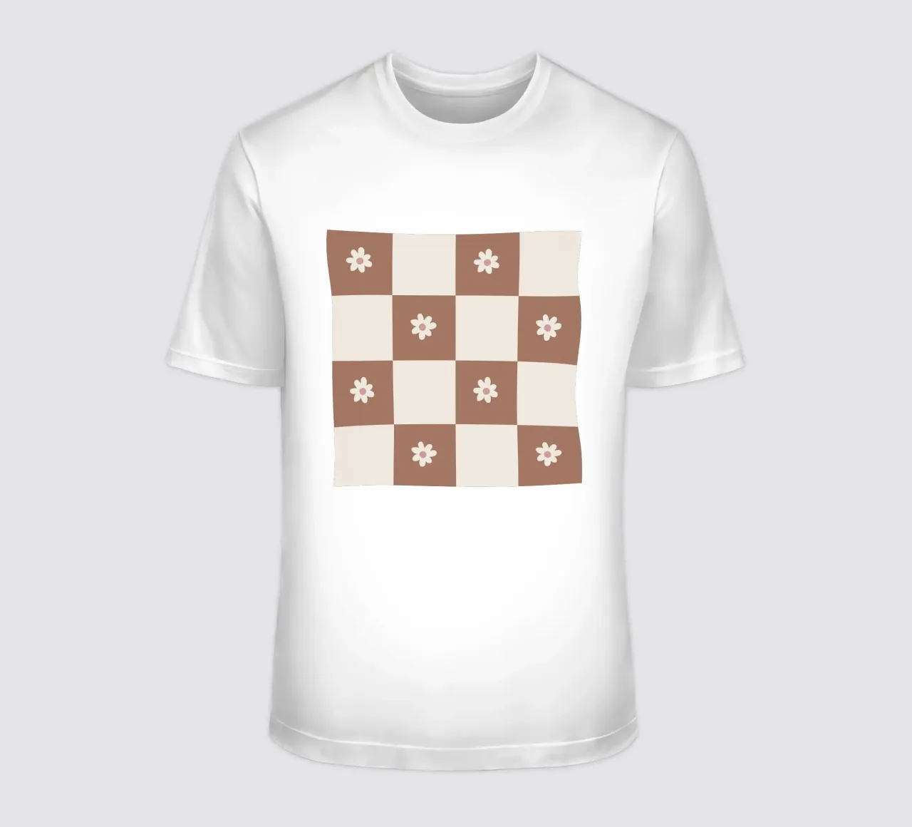 Daisy grid - mocha mousse and cream t-shirt by Wackapacka