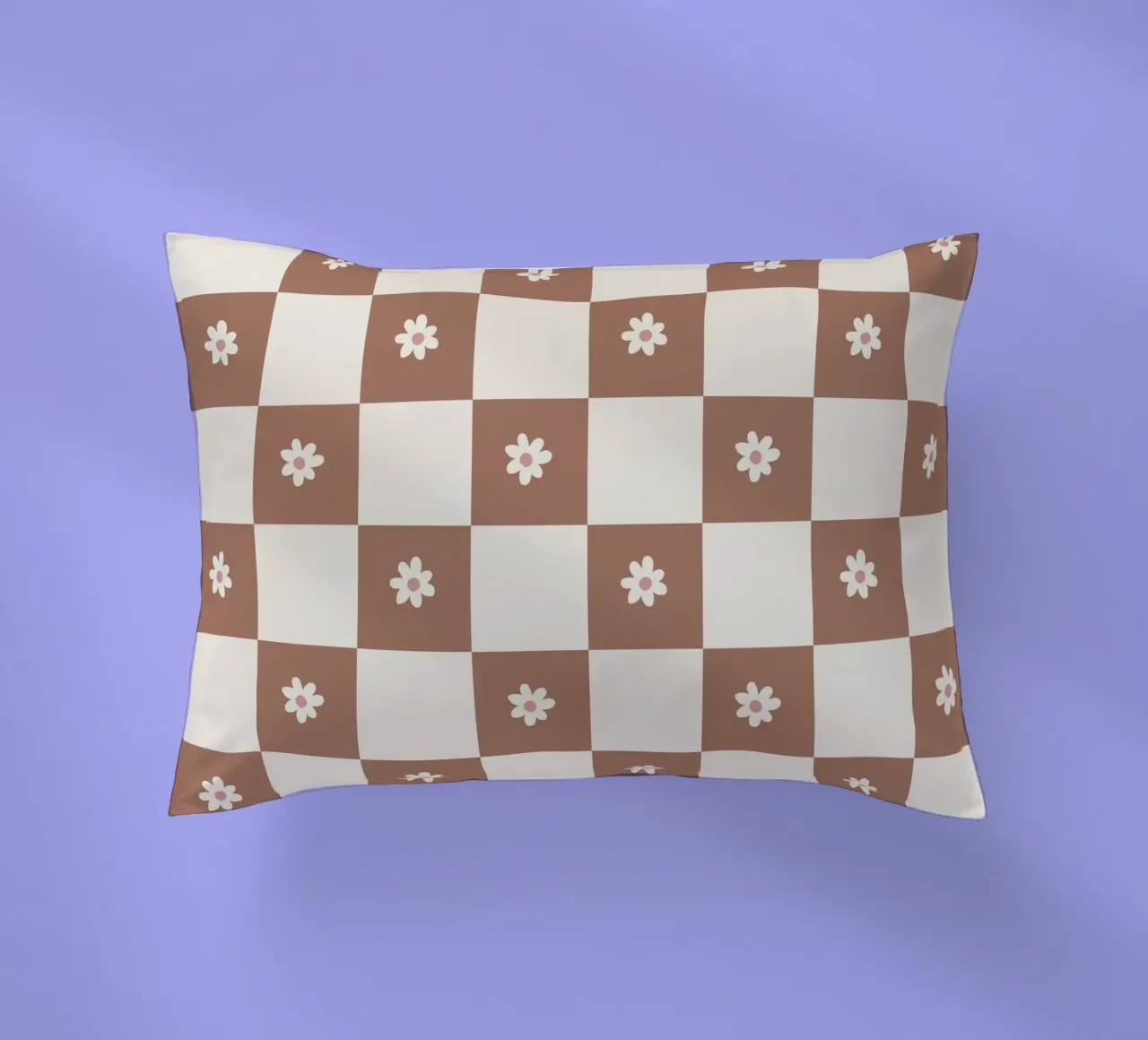 Daisy grid - mocha mousse and cream decorative cushion by Wackapacka