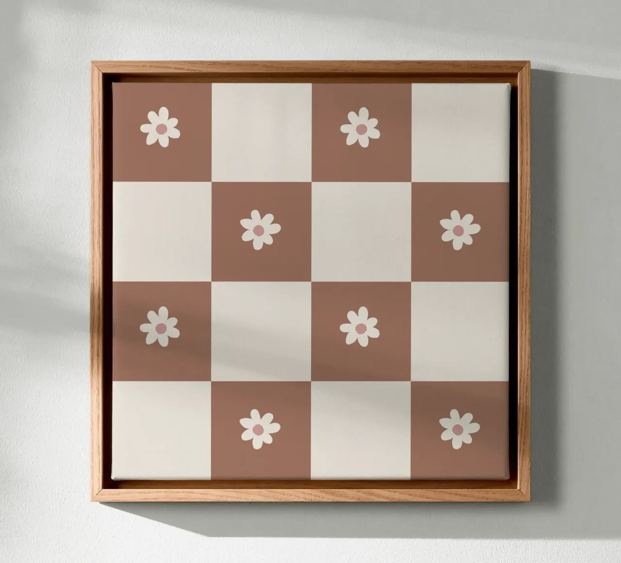 Daisy grid - mocha mousse and cream canvas by Wackapacka