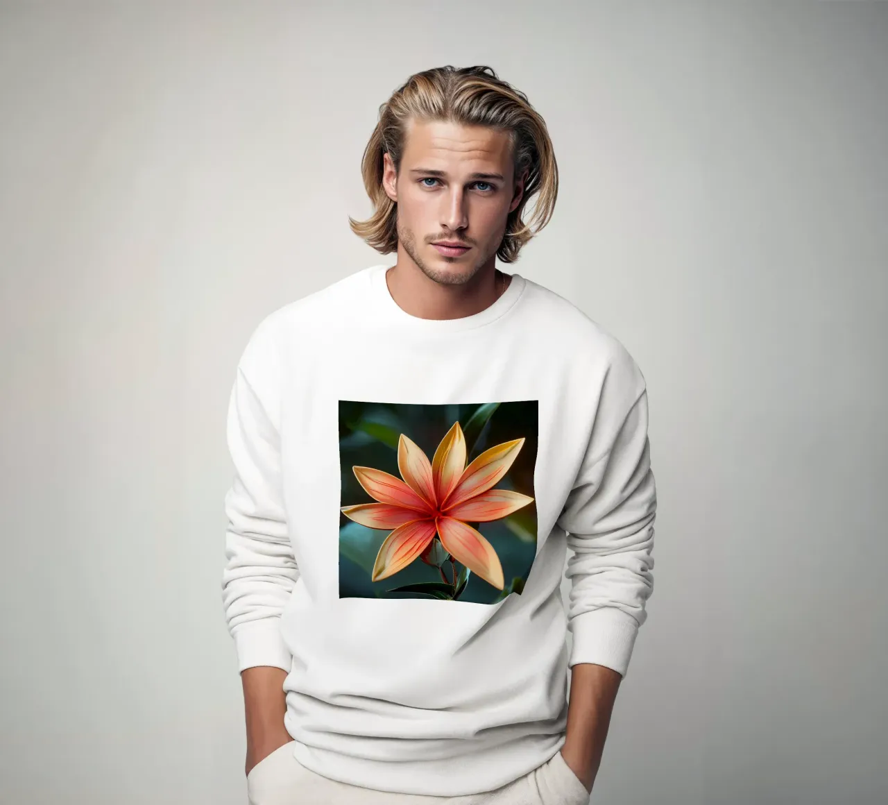 Macro Ixora Coccinea Flower sweatshirt by Bold Blooms