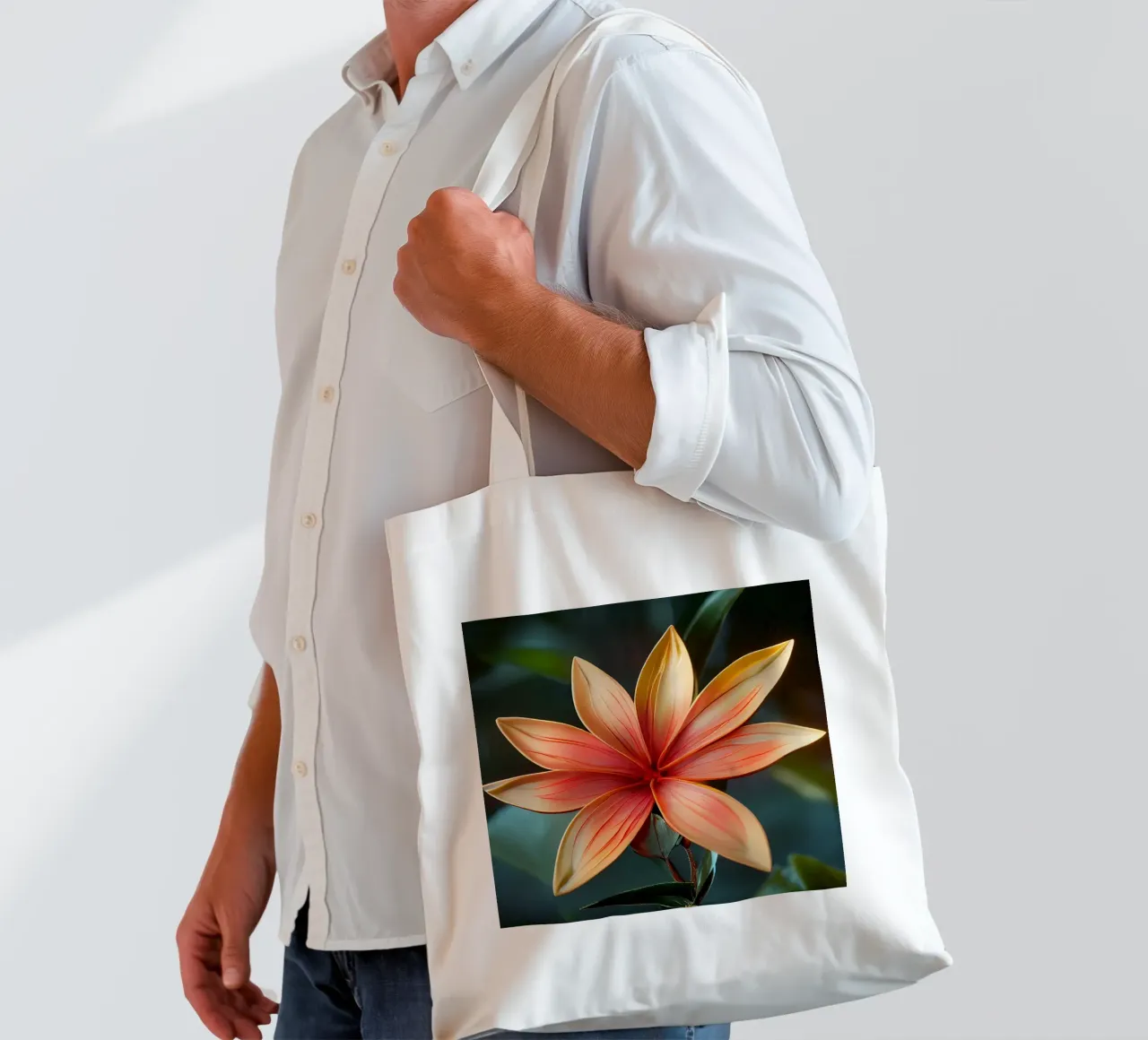 Macro Ixora Coccinea Flower borsa in juta da Bold Blooms
