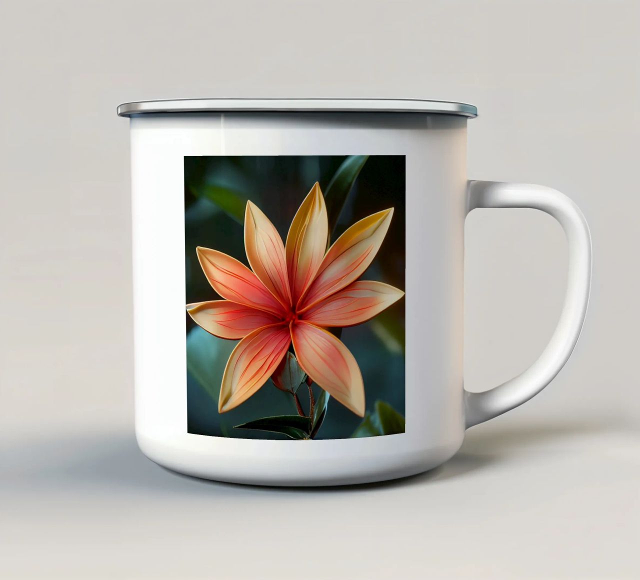 Macro Ixora Coccinea Flower tazza in smalto da Bold Blooms
