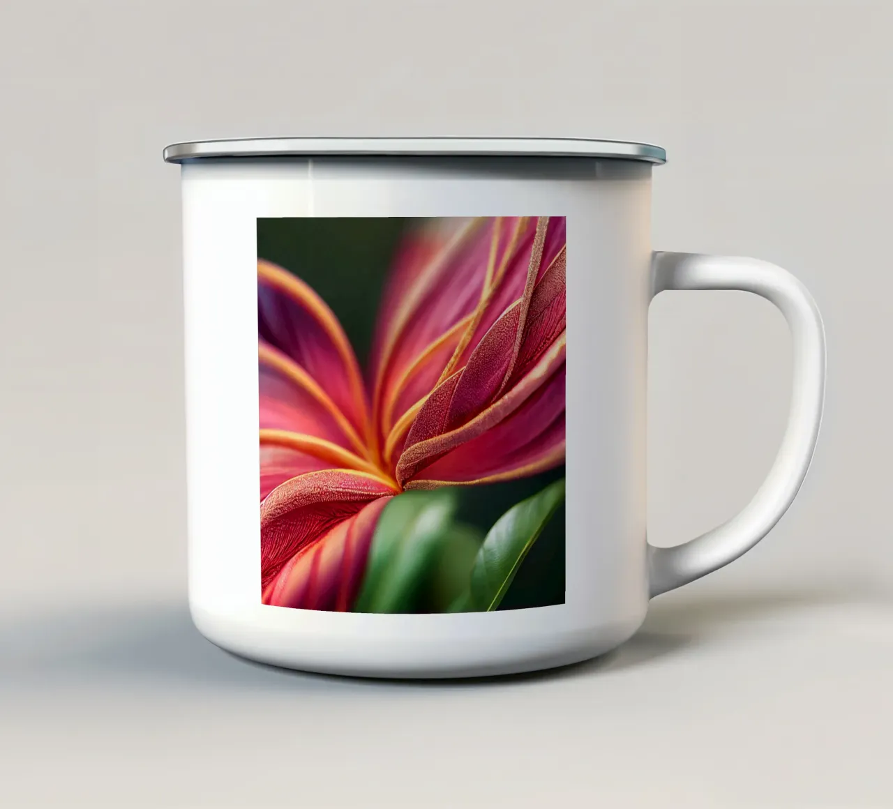 Macro Ixora Coccinea Flower tazza in smalto da Bold Blooms