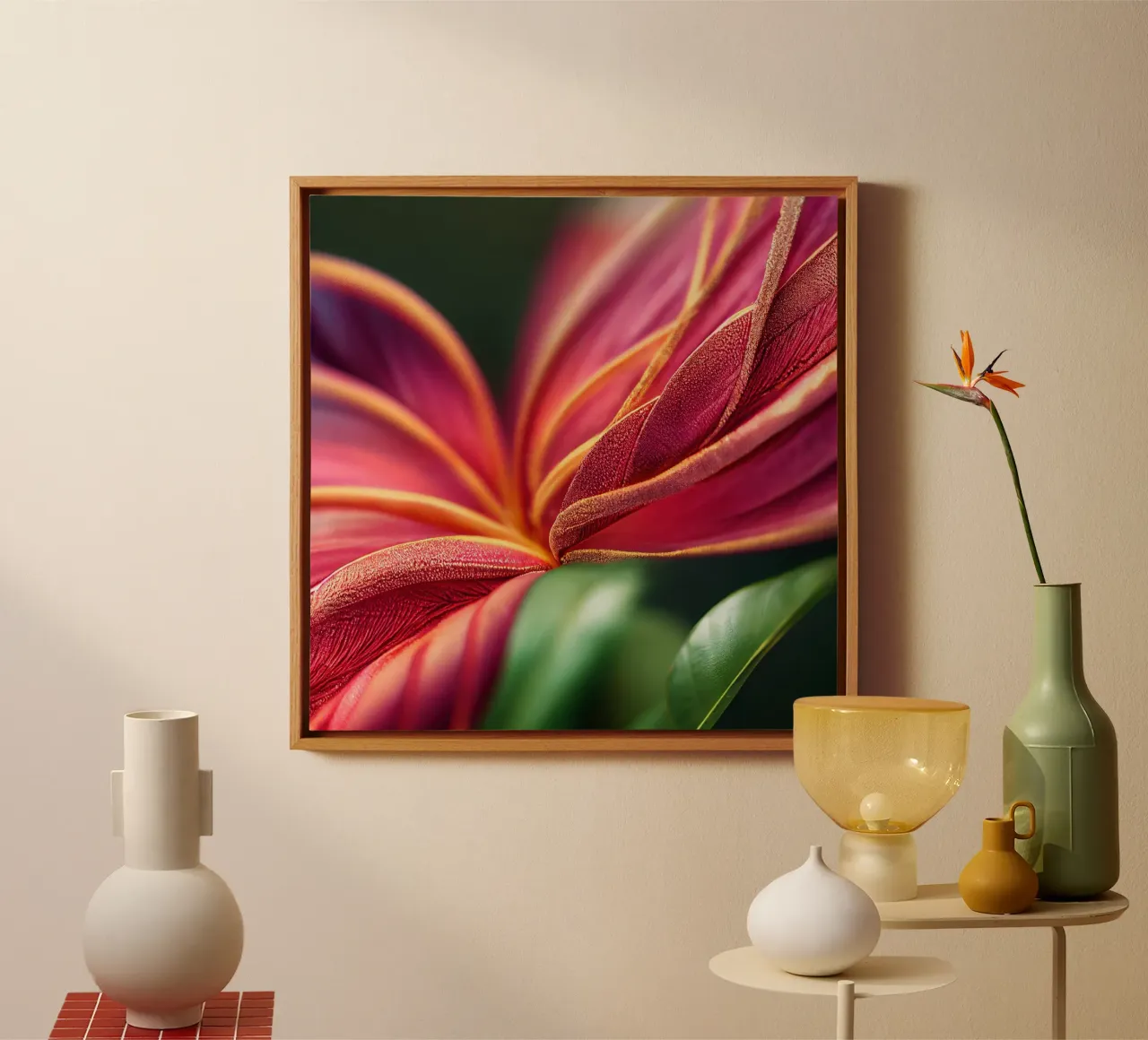 Macro Ixora Coccinea Flower tela con Cornice a cassetta da Bold Blooms