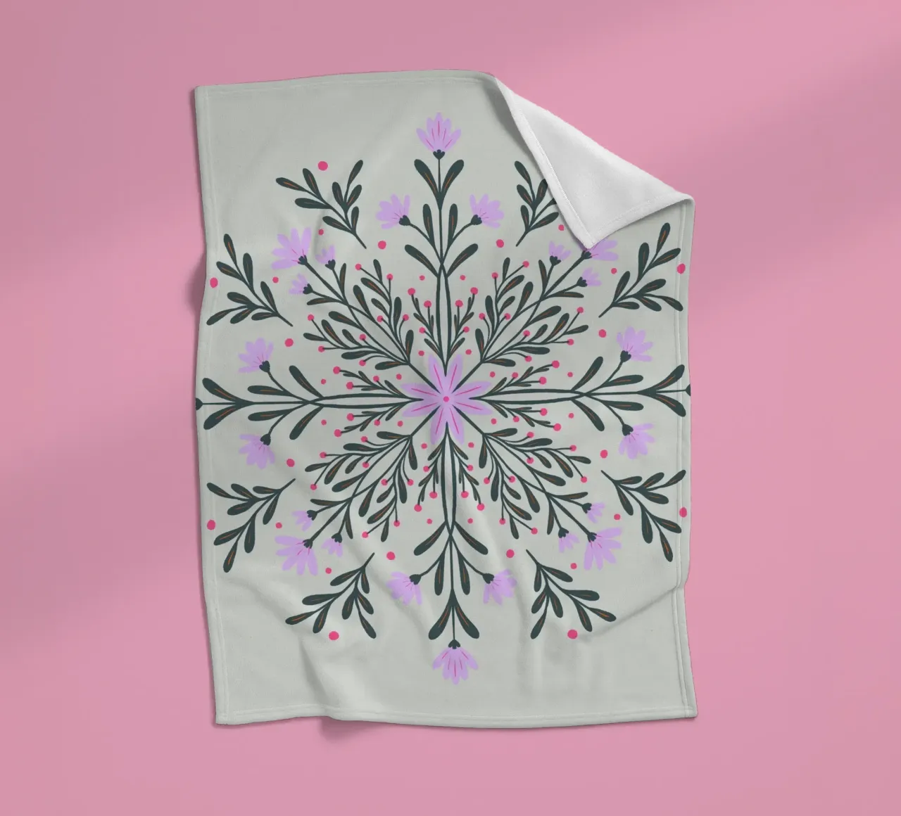 Spring floral mandala fleece blanket by Wackapacka