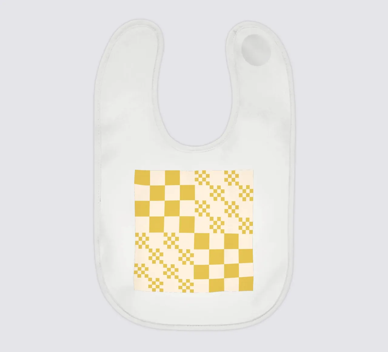 Funky grid pattern baby bib by Wackapacka