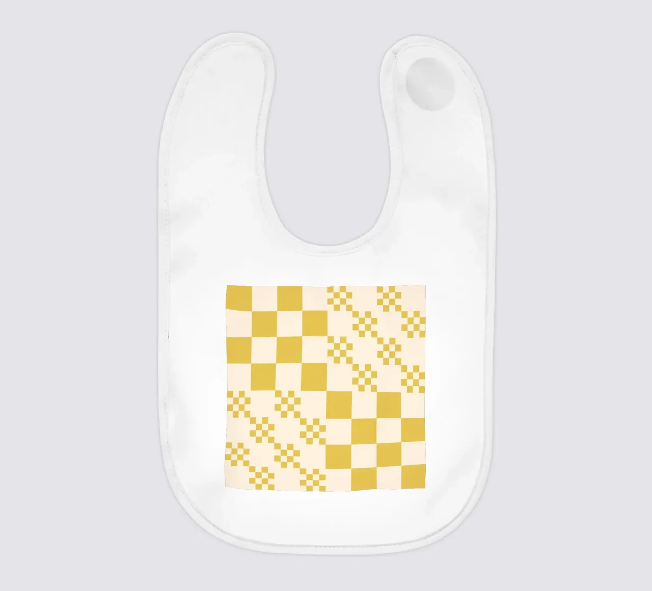Funky grid pattern baby bib by Wackapacka