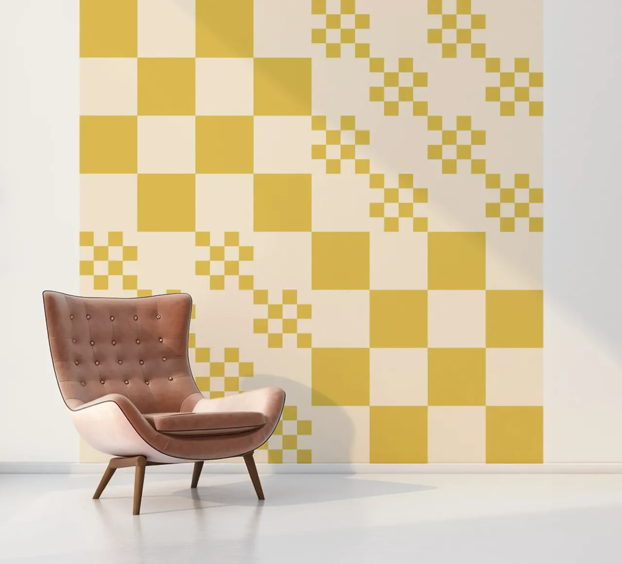 Funky rasterpatroon fotobehang van Wackapacka