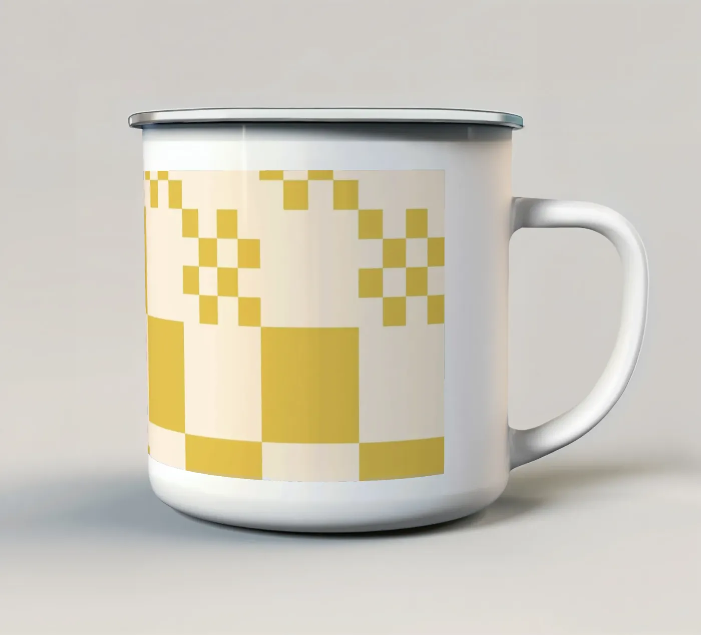 Funky grid pattern enamel mug by Wackapacka