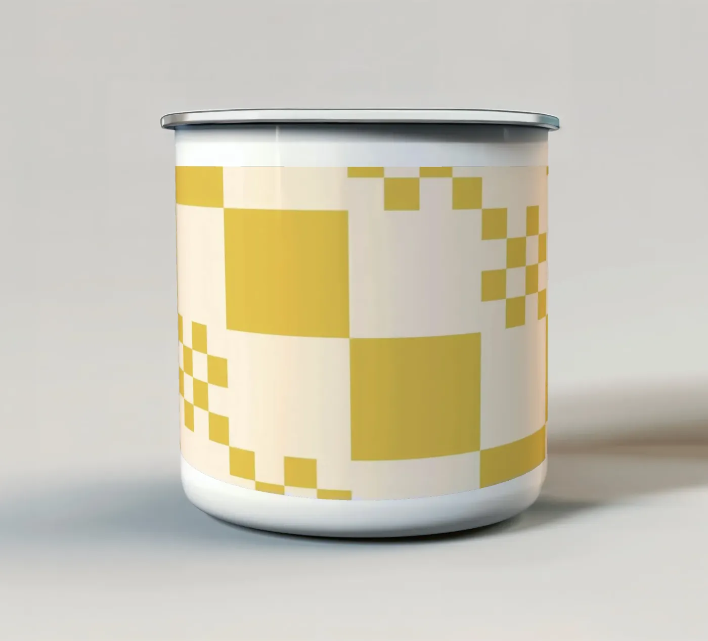 Funky grid pattern enamel mug by Wackapacka