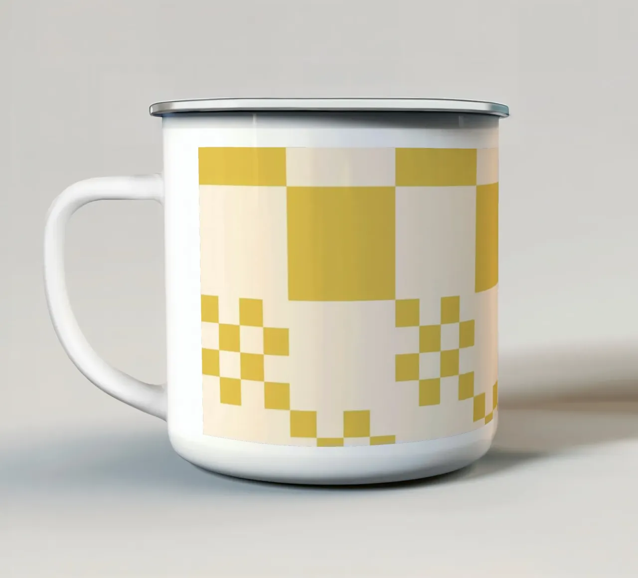 Funky grid pattern enamel mug by Wackapacka