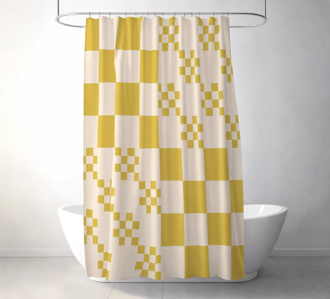 Funky grid pattern shower curtain by Wackapacka