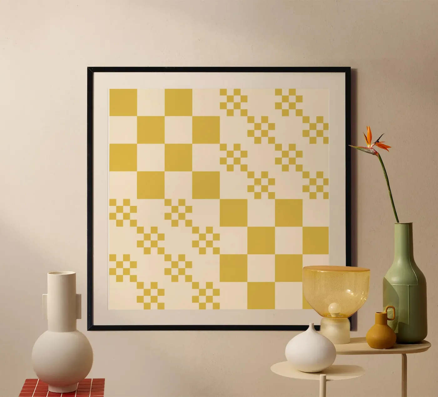 Funky grid pattern poster van Wackapacka