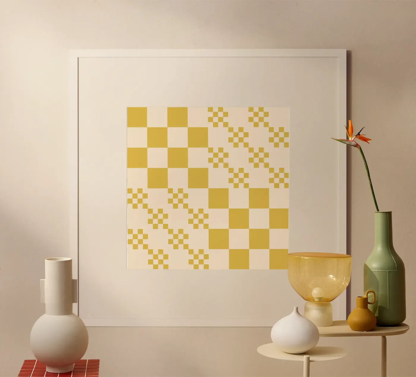 Funky grid pattern poster van Wackapacka