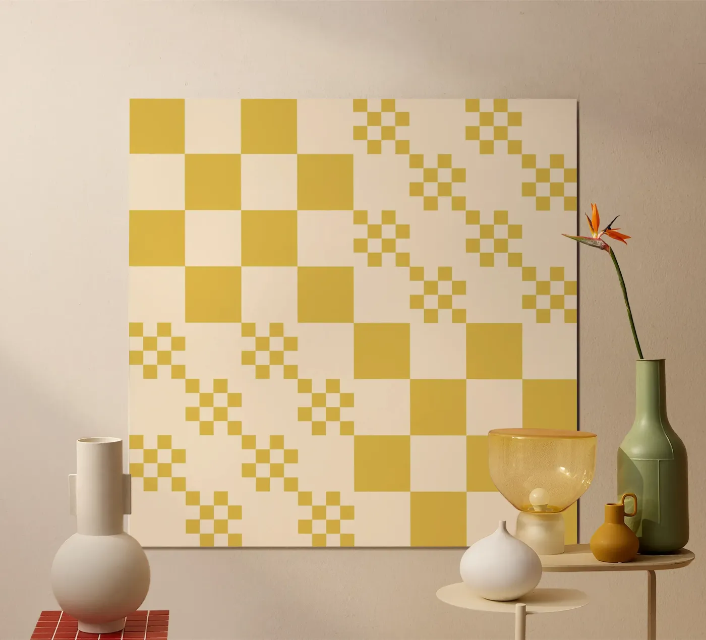 Funky grid pattern poster van Wackapacka