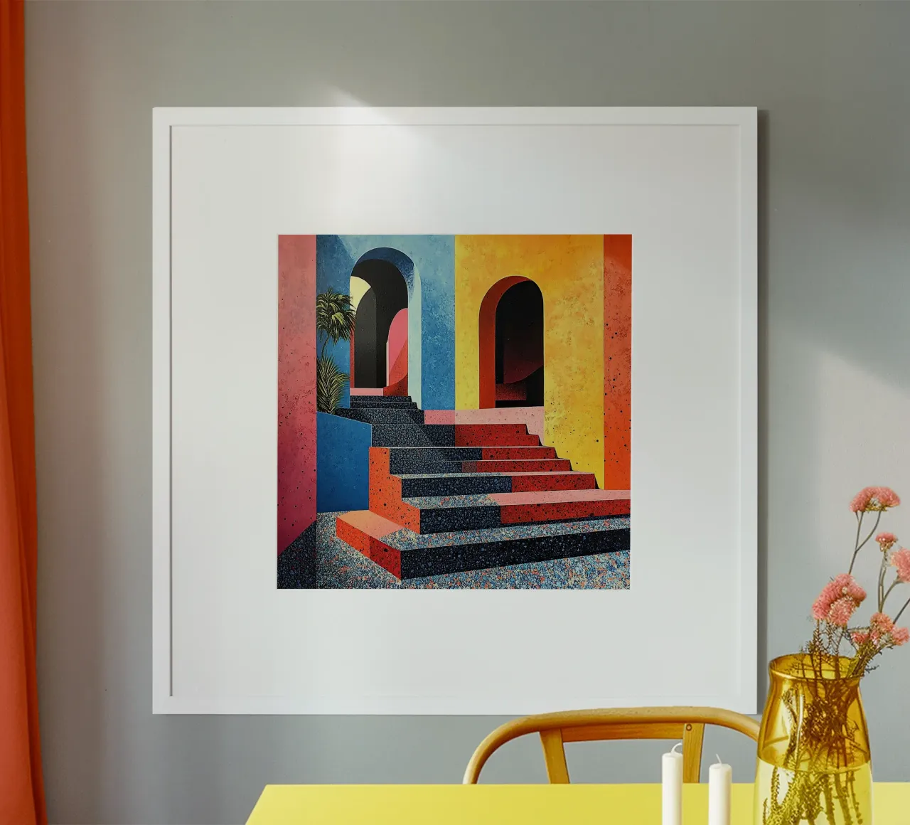 Surrealismo Architettura Design Geometria poster con telaio in legno da Nikis Art Studio