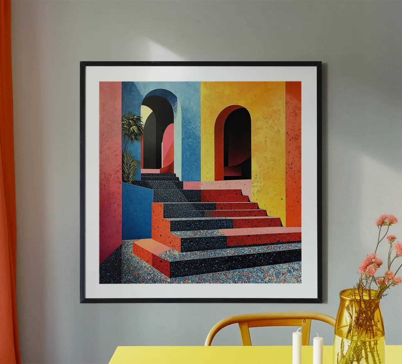 Surrealismo Architettura Design Geometria poster con telaio in legno da Nikis Art Studio