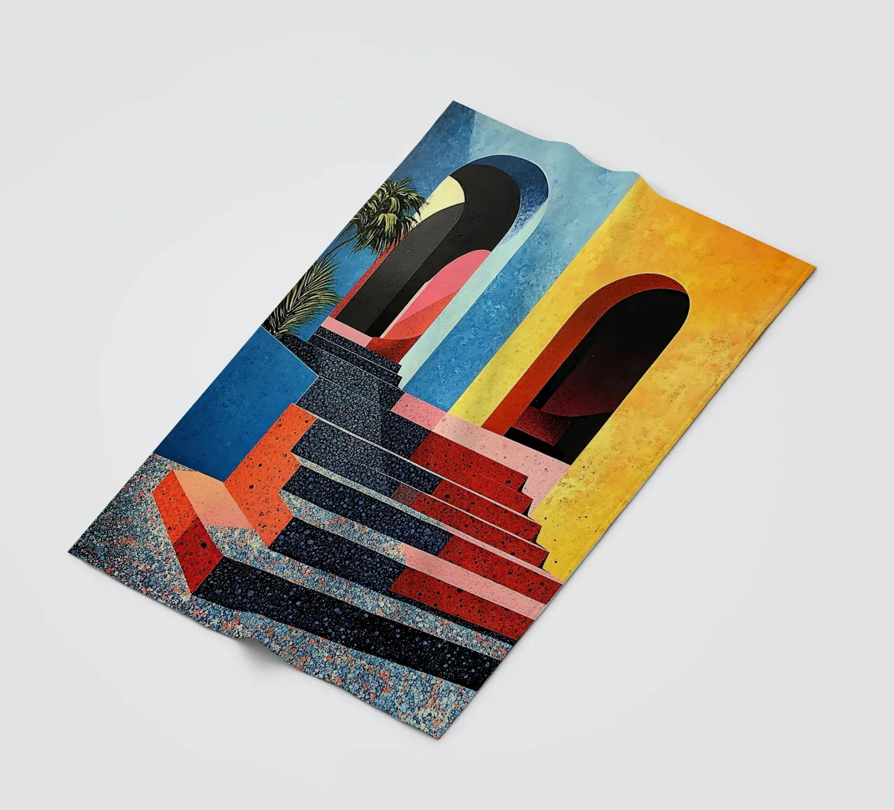 Surrealism Architecture Design Geometry fleece blanket by Nikis Art Studio
