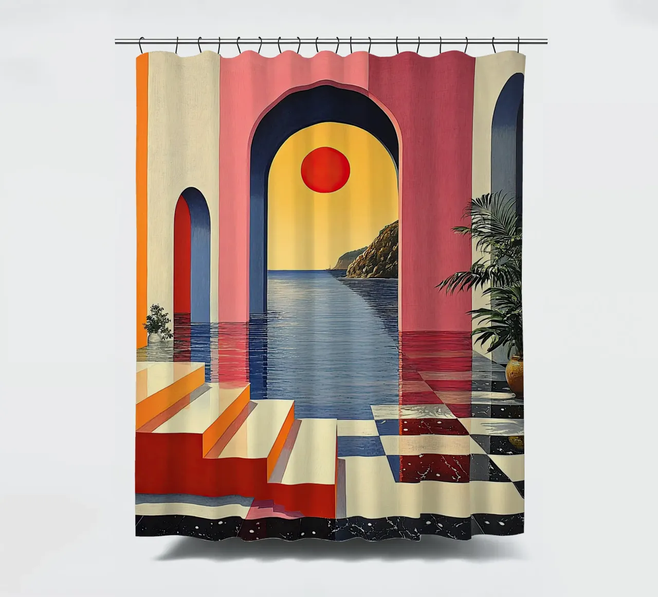 Surrealism Architecture Design Geometry shower curtain by Nikis Art Studio